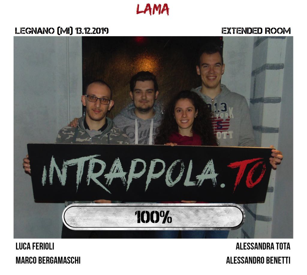 Il gruppo Lama è fuggito dalla nostra escape room Extended Room