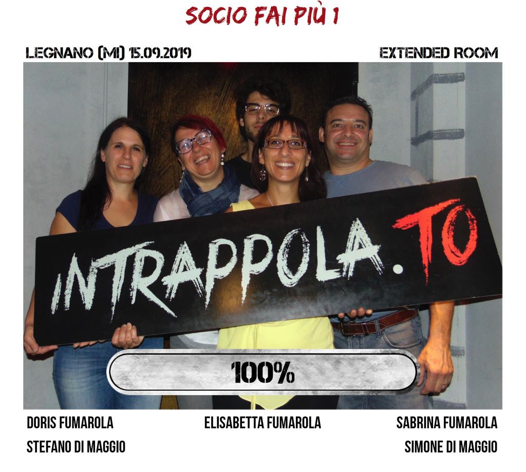 Il gruppo socio fai piÃ¹ 1 è fuggito dalla nostra escape room Extended Room
