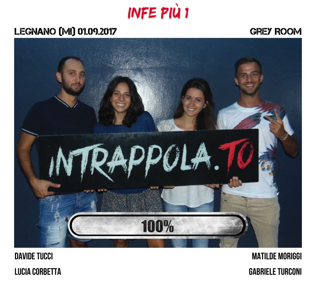 Il gruppo INFE PIù 1 è fuggito dalla nostra escape room Grey Room