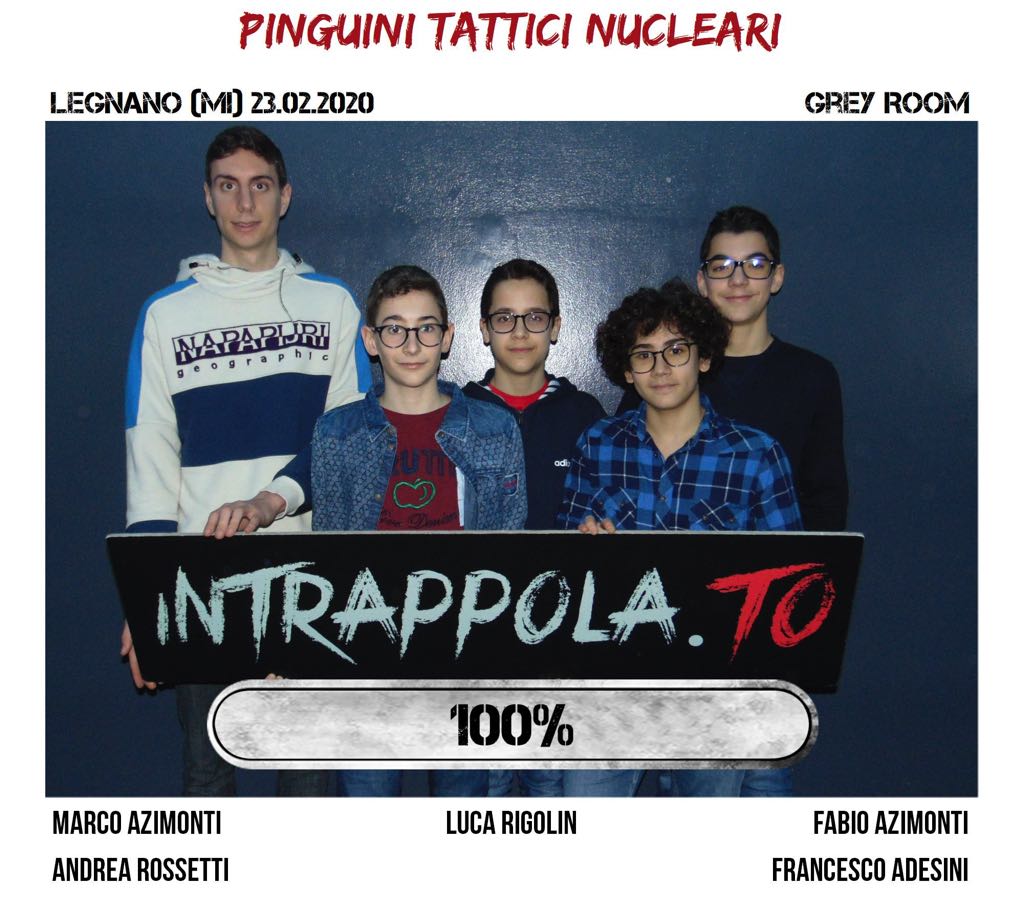 Il gruppo Pinguini Tattici nucleari è fuggito dalla nostra escape room Grey Room