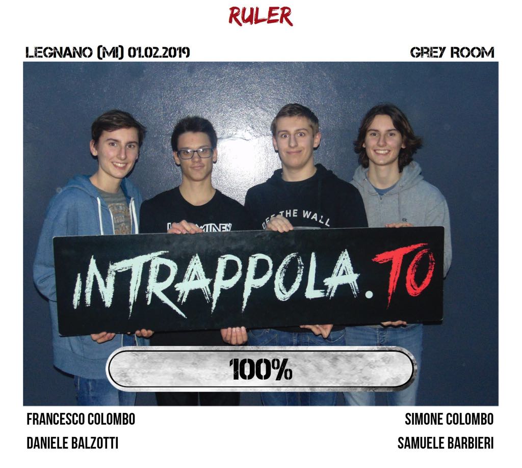 Il gruppo Ruler è fuggito dalla nostra escape room Grey Room