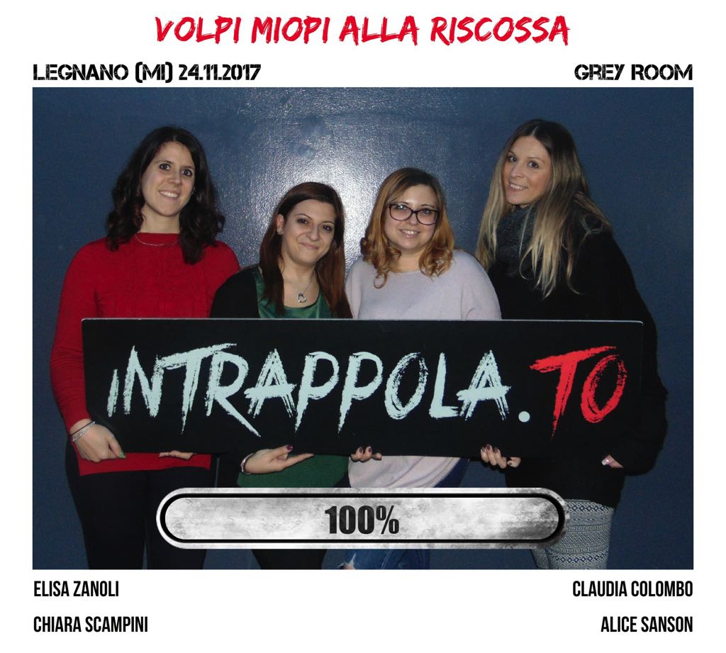 Il gruppo VOLPI MIOPI ALLA RISCOSSA è fuggito dalla nostra escape room Grey Room