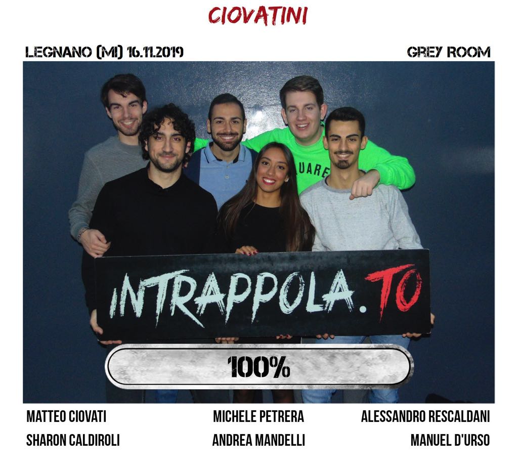 Il gruppo ciovatini è fuggito dalla nostra escape room Grey Room