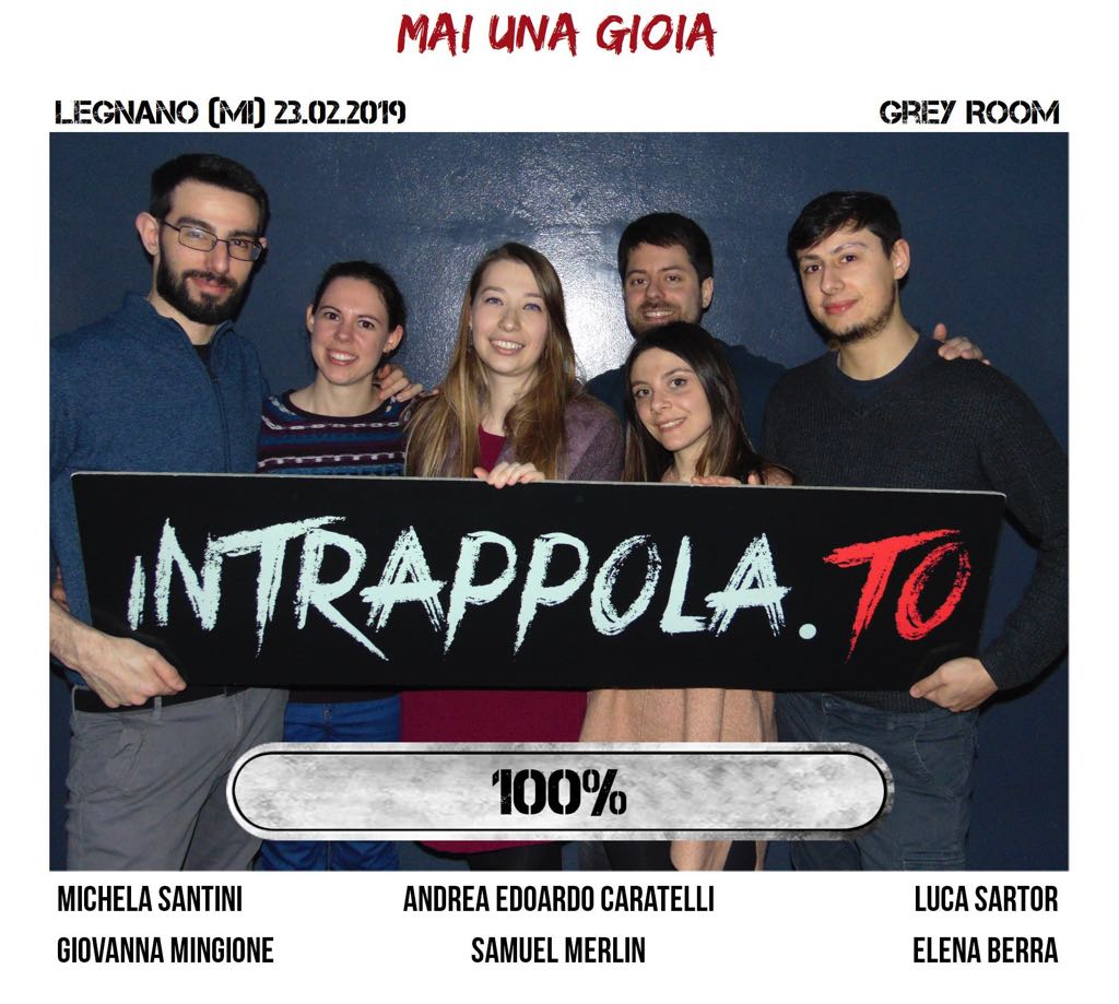 Il gruppo mai una gioia è fuggito dalla nostra escape room Grey Room