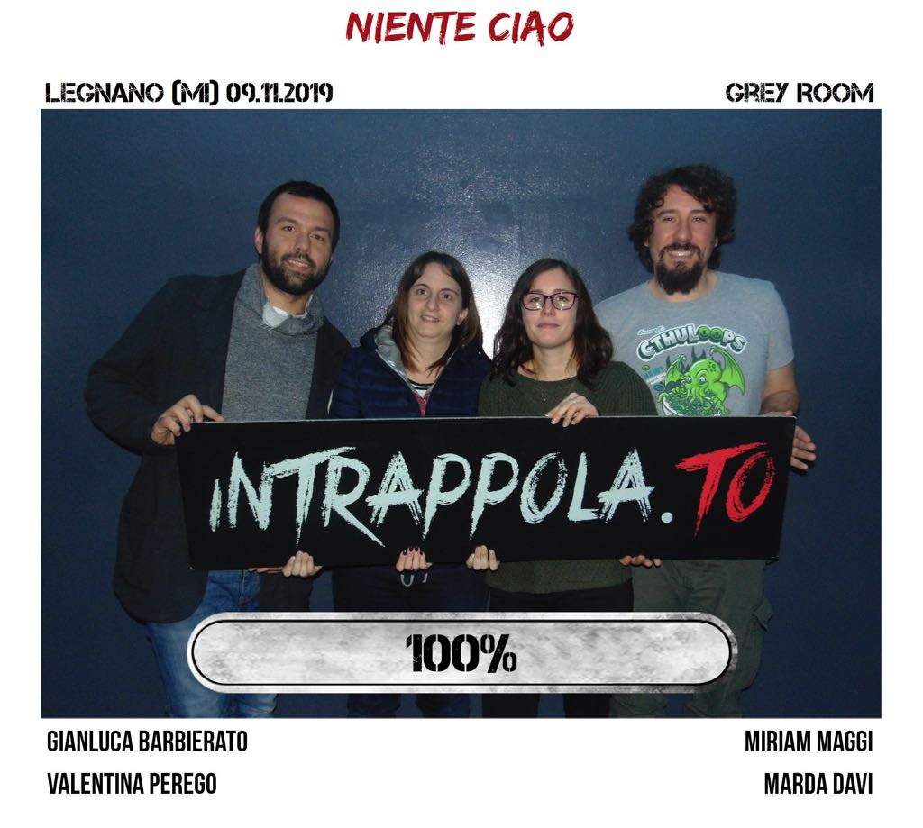 Il gruppo niente ciao è fuggito dalla nostra escape room Grey Room