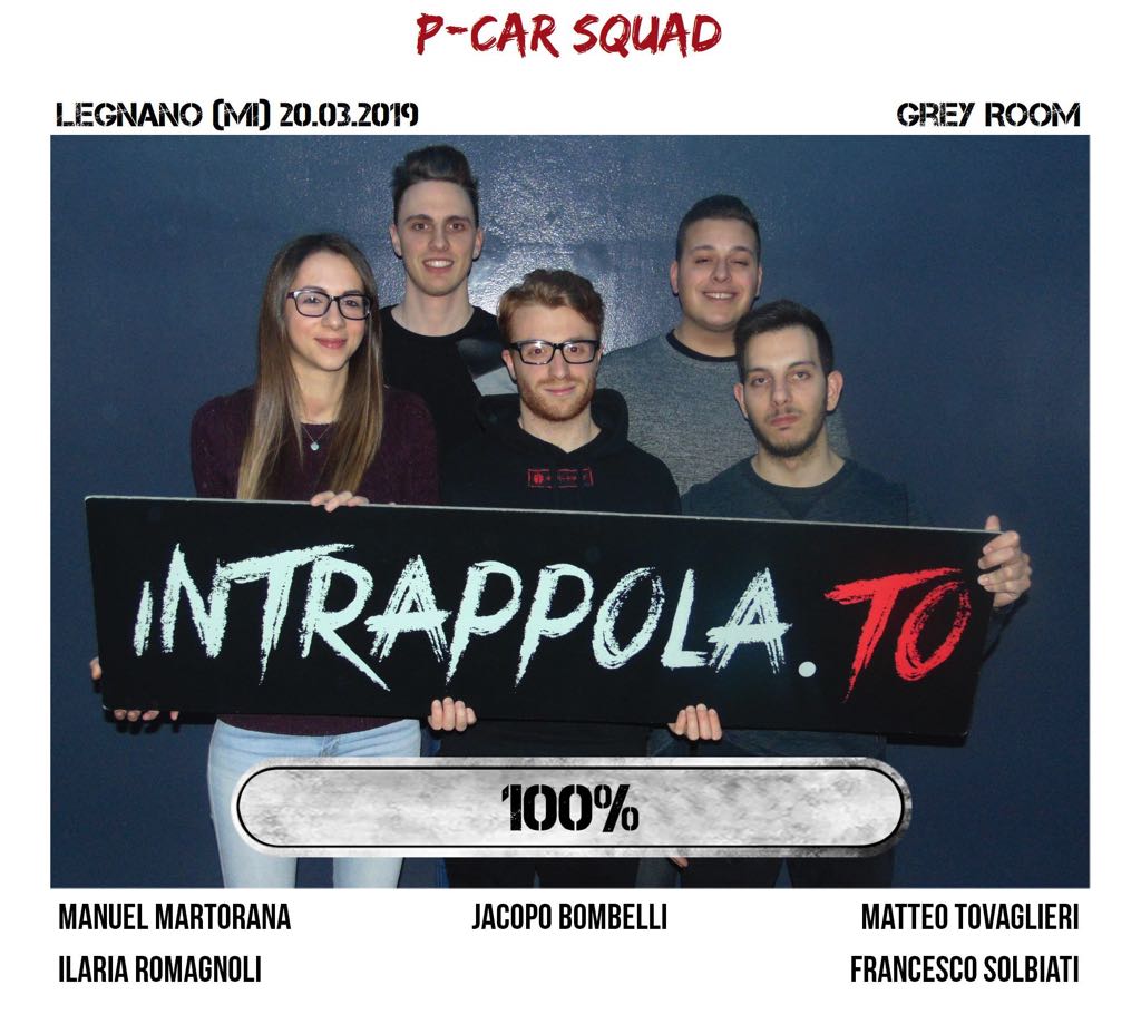 Il gruppo p-car squad è fuggito dalla nostra escape room Grey Room