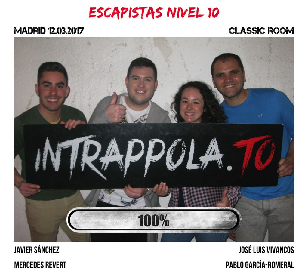 Il gruppo Escapistas nivel 10 è fuggito dalla nostra escape room Classic Room