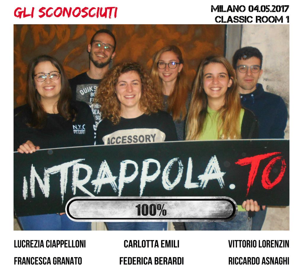 Il gruppo Gli sconosciuti è fuggito dalla nostra escape room Classic Room