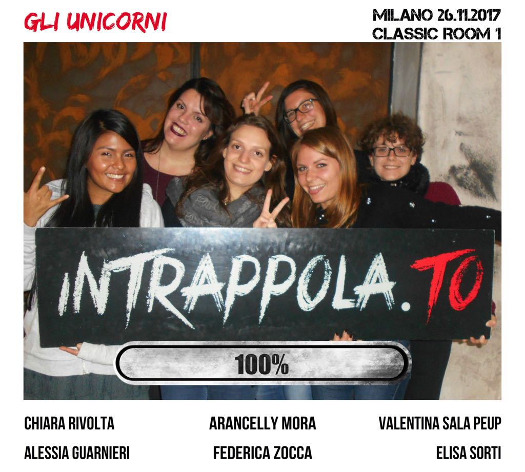 Il gruppo Gli unicorni è fuggito dalla nostra escape room Classic Room