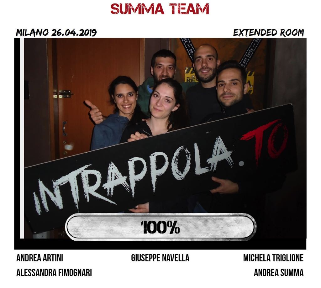 Il gruppo summa team è fuggito dalla nostra escape room Extended Room
