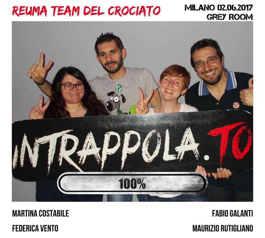 Il gruppo Reuma Team del Crociato Genufl è fuggito dalla nostra escape room Grey Room