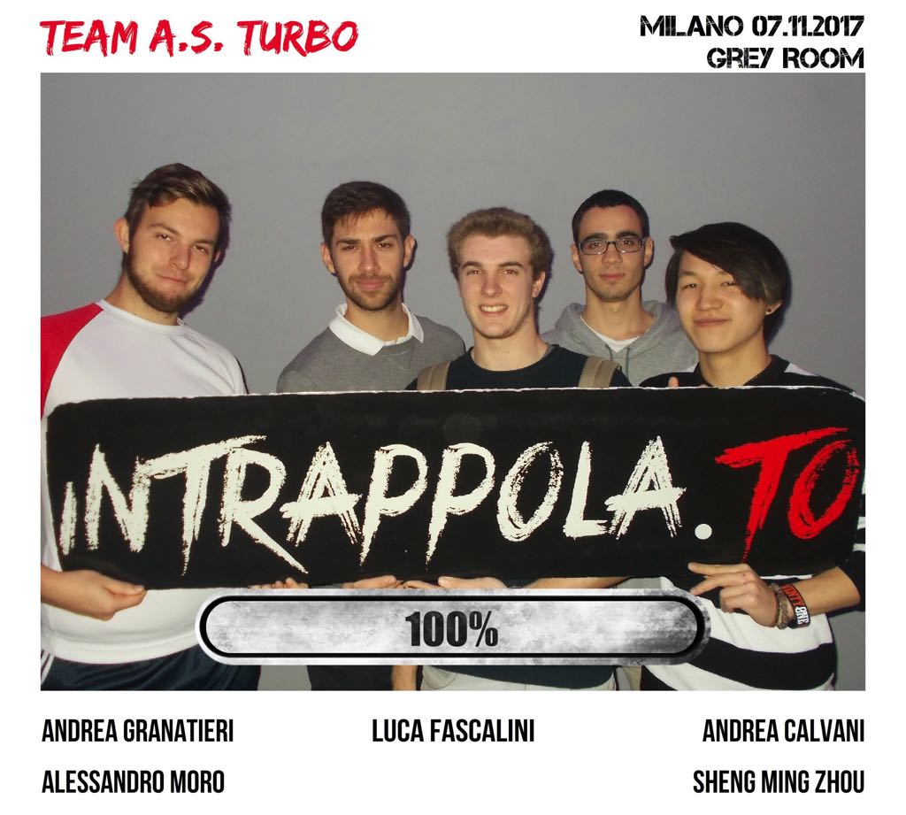 Il gruppo TEAM A.S. TURBO è fuggito dalla nostra escape room Grey Room