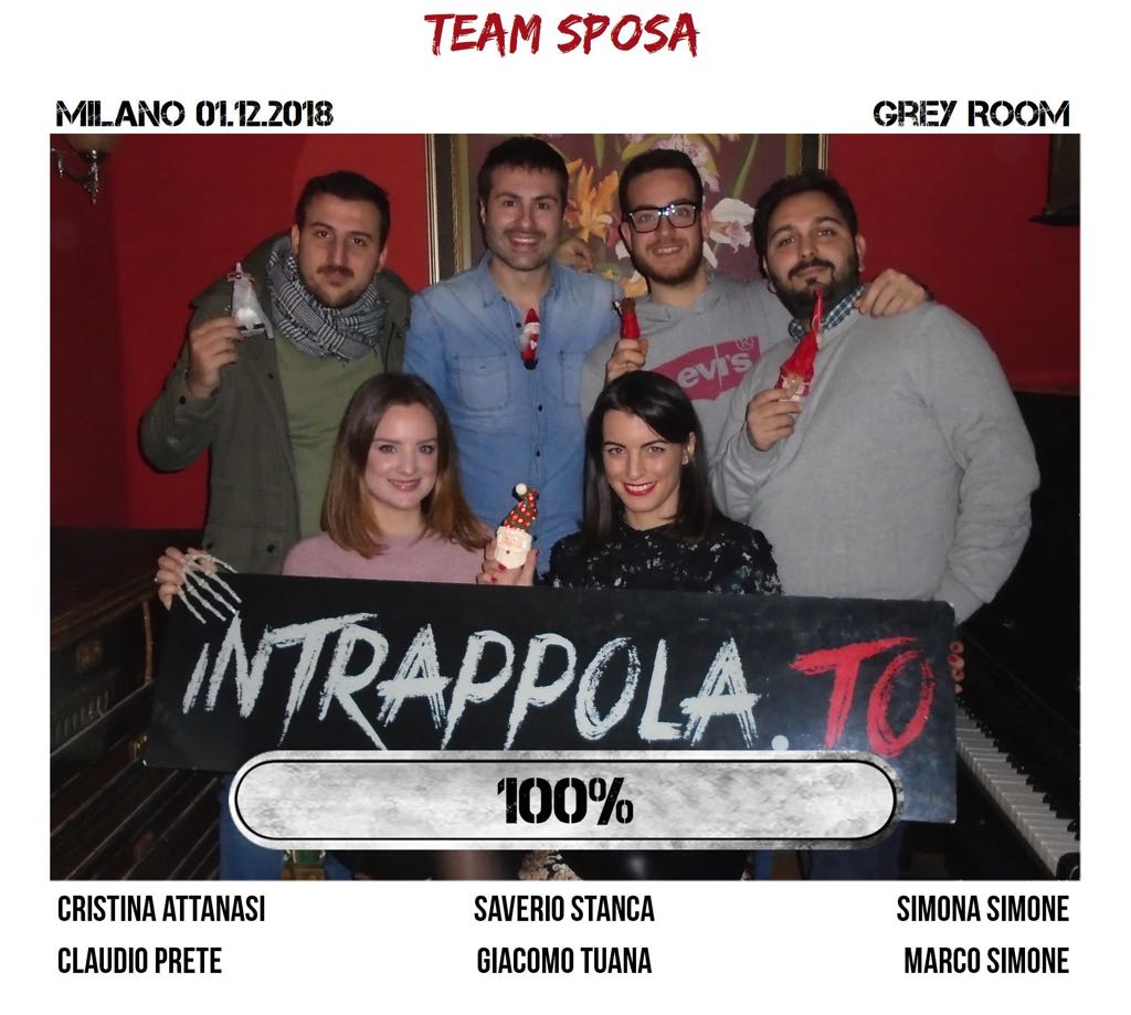 Il gruppo Team Sposa è fuggito dalla nostra escape room Grey Room