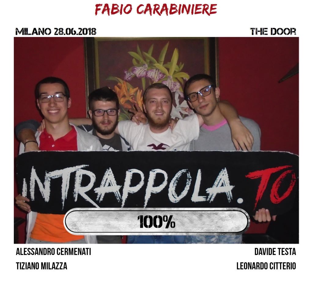 Il gruppo fabio carabiniere è fuggito dalla nostra escape room Secretum Venatoris
