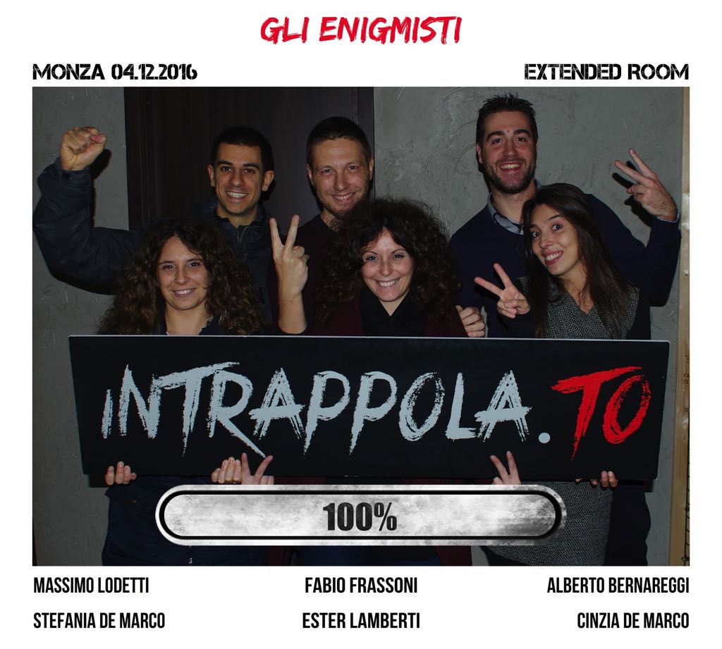 Il gruppo Gli Enigmisti è fuggito dalla nostra escape room Extended Room