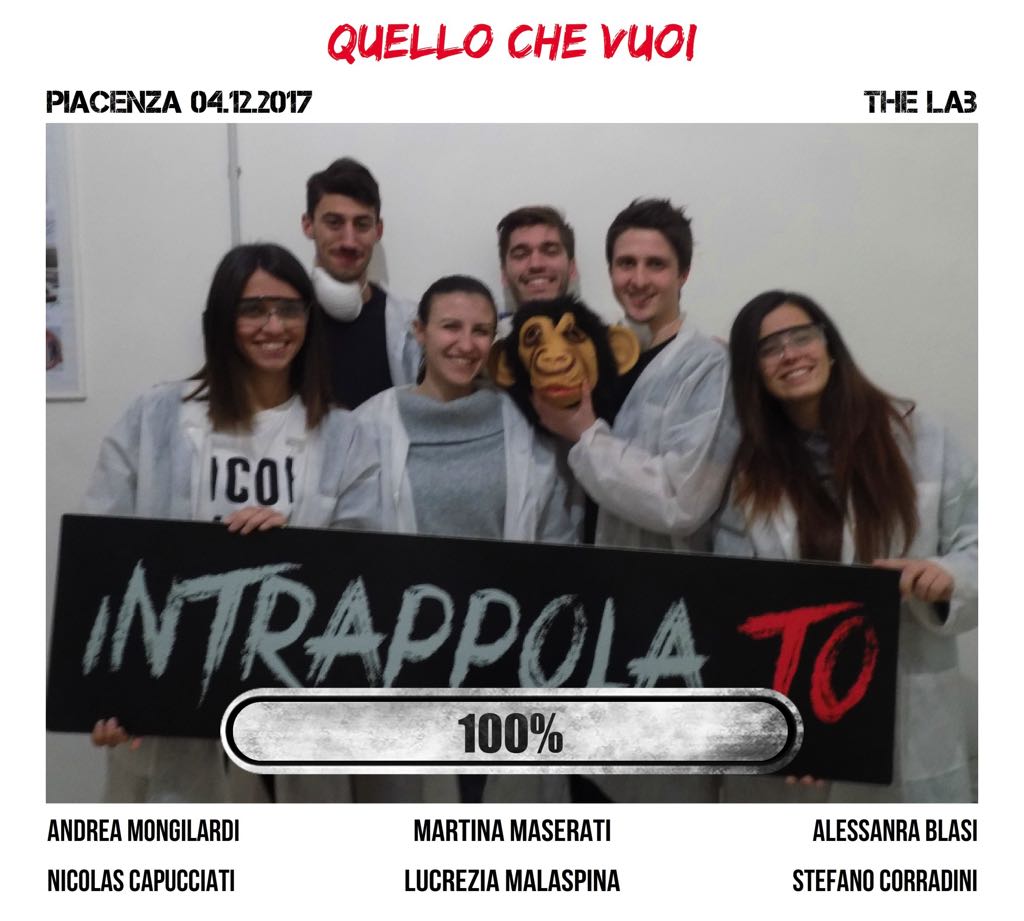 Il gruppo quello che vuoi è fuggito dalla nostra escape room The Lab