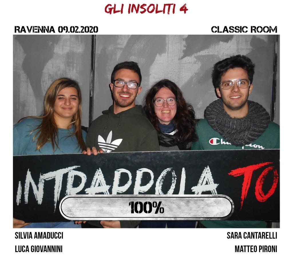 Il gruppo gli insoliti 4 è fuggito dalla nostra escape room Classic Room