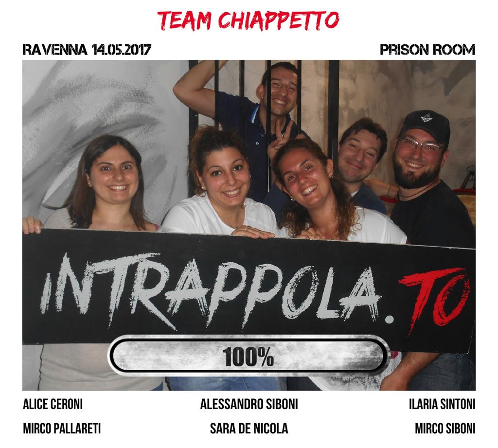 Il gruppo TEAM CHIAPPETTO è fuggito dalla nostra escape room Prison Room