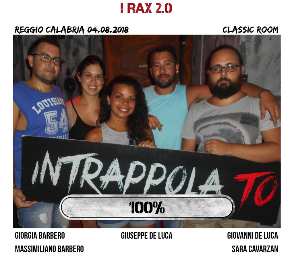 Il gruppo I Rax 2.0 è fuggito dalla nostra escape room Classic Room