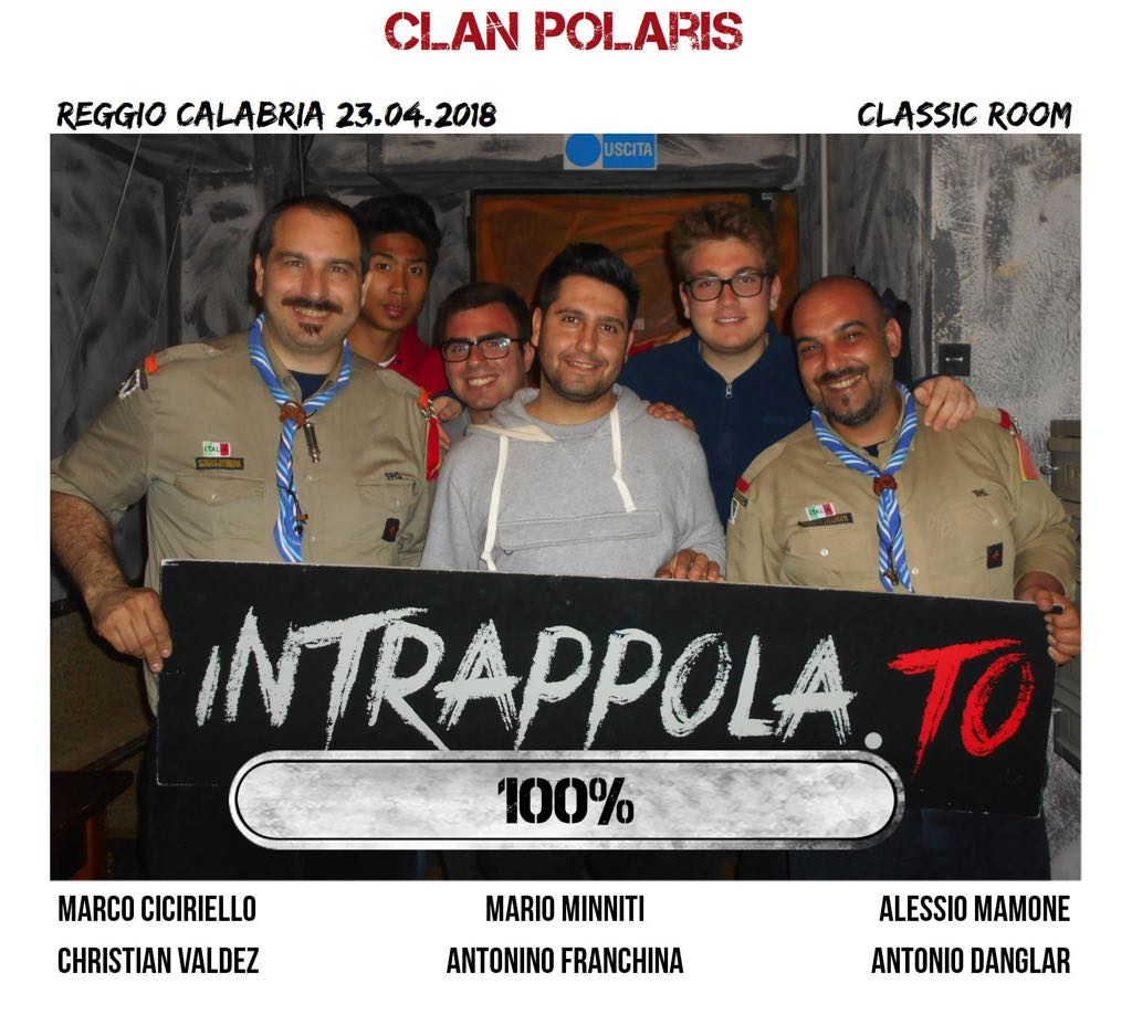 Il gruppo clan polaris è fuggito dalla nostra escape room Classic Room