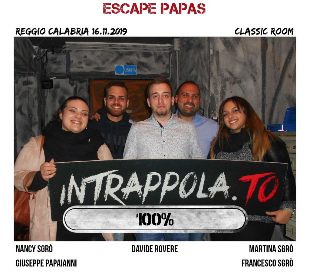 Il gruppo escape papas è fuggito dalla nostra escape room Classic Room
