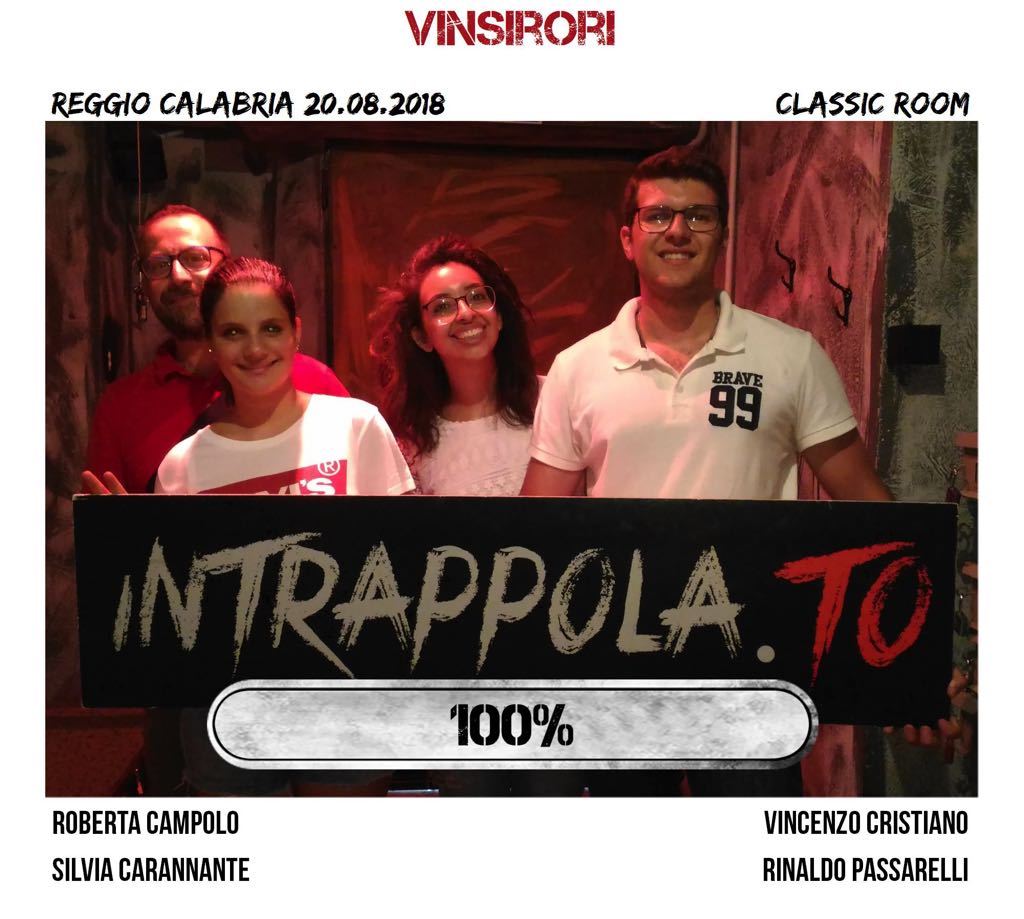 Il gruppo vinsirori è fuggito dalla nostra escape room Classic Room