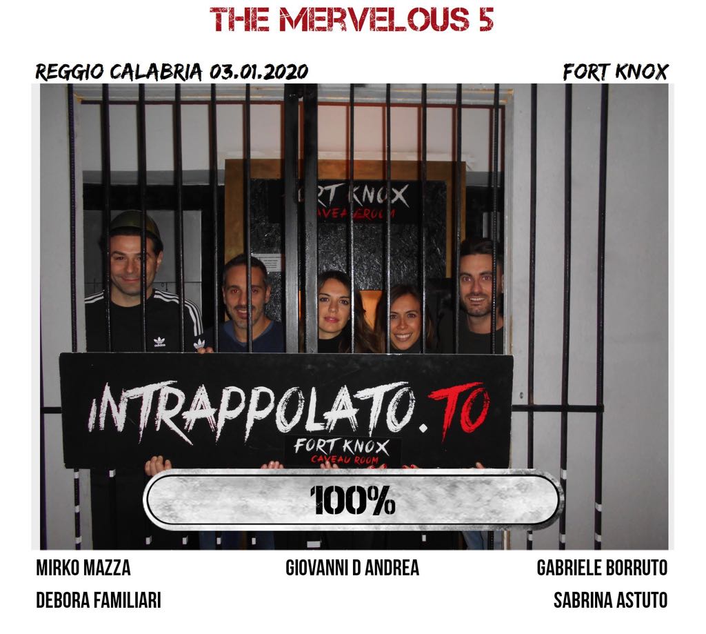 Il gruppo the mervelous 5 è fuggito dalla nostra escape room Fort Knox