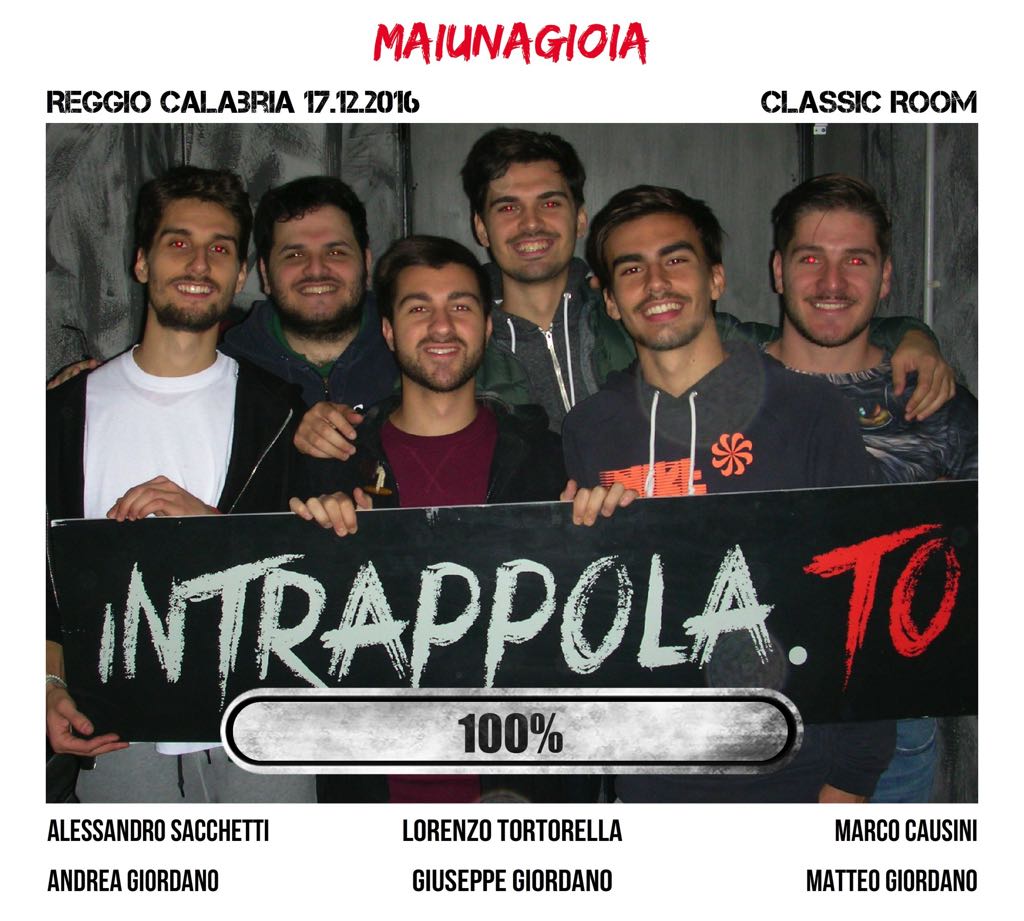Il gruppo maiunagioia è fuggito dalla nostra escape room Classic Room