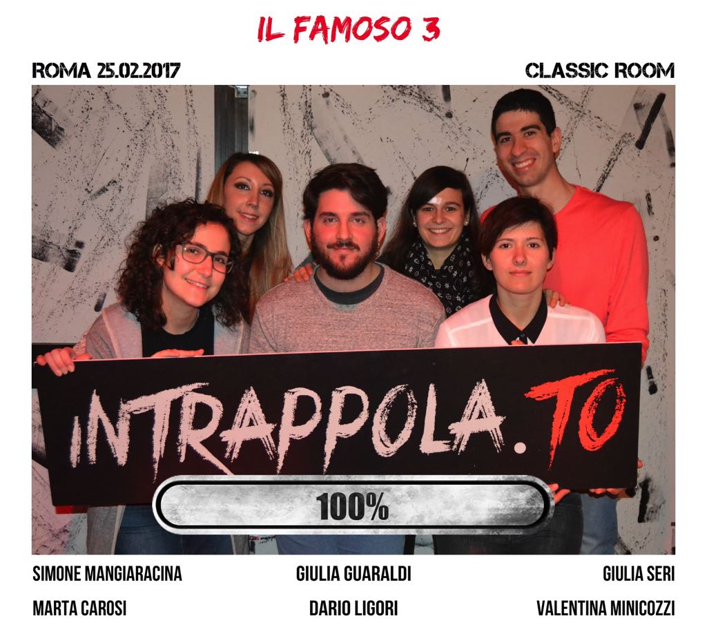 Il gruppo il famoso 3% è fuggito dalla nostra escape room Classic Room