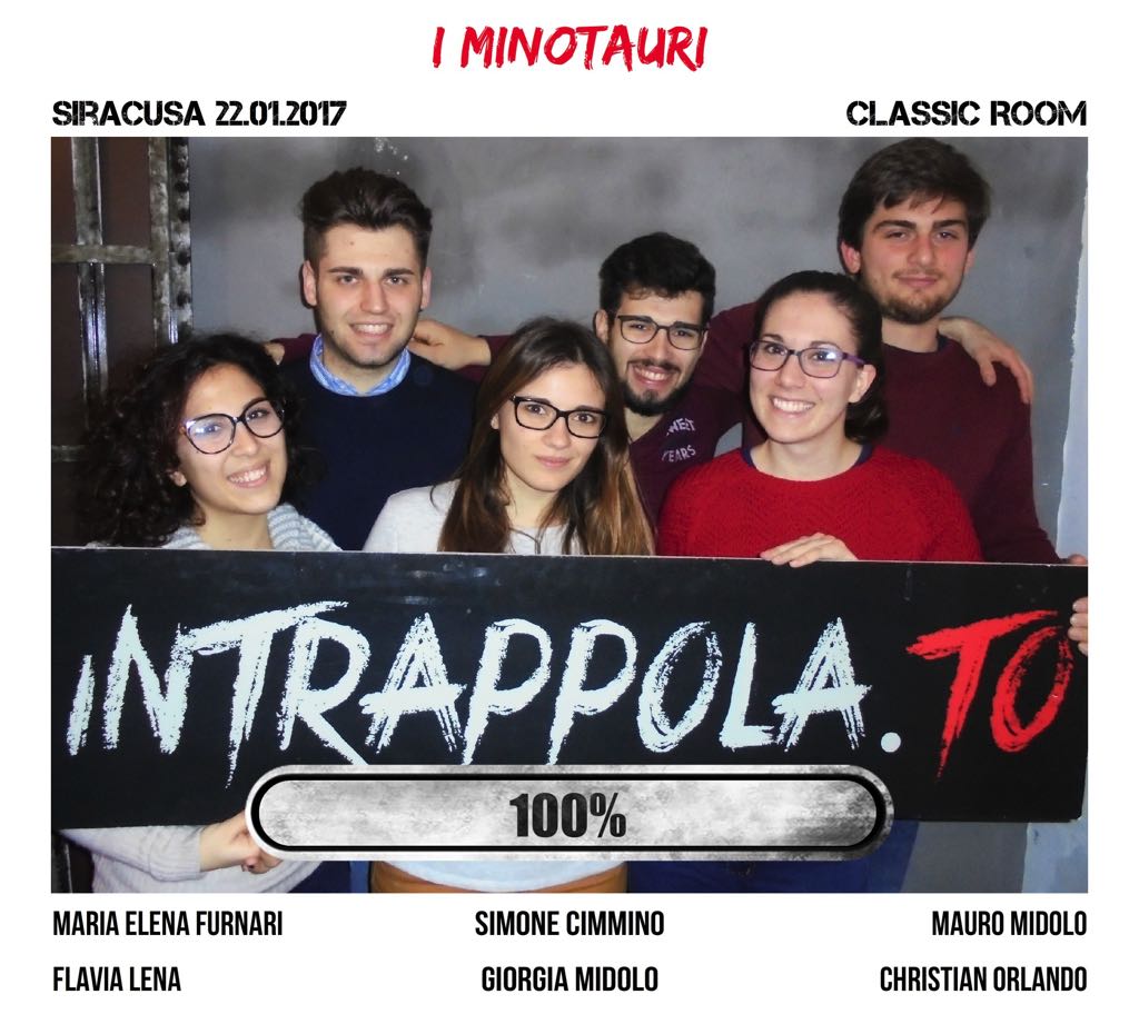 Il gruppo I minotauri è fuggito dalla nostra escape room Classic Room