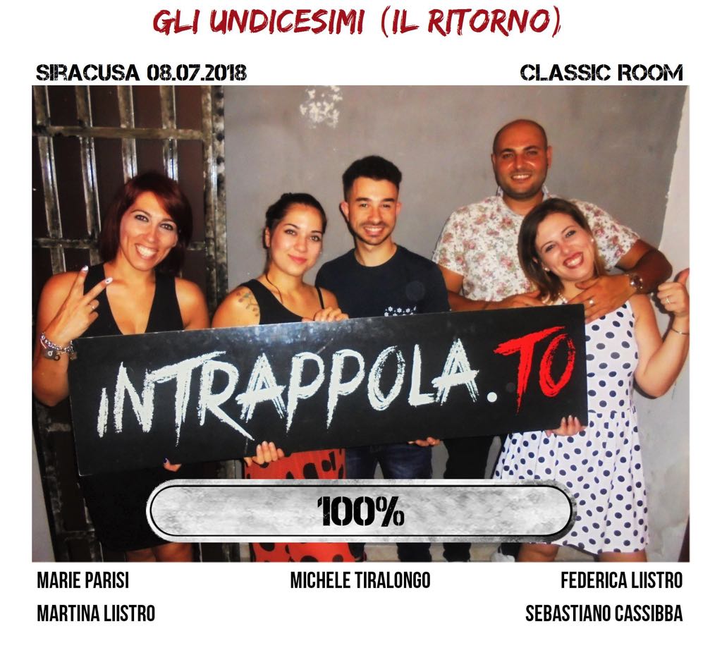 Il gruppo gli undicesimi (il ritorno) è fuggito dalla nostra escape room Classic Room