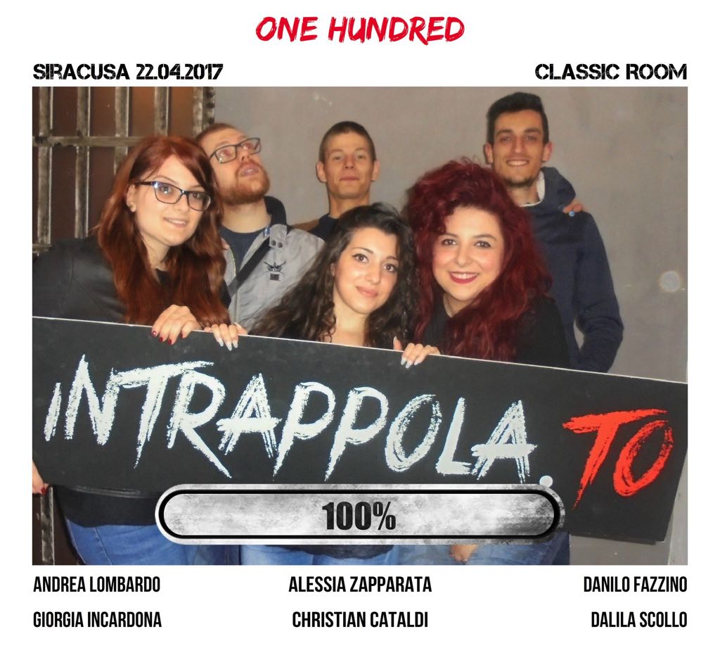 Il gruppo one hundred è fuggito dalla nostra escape room Classic Room