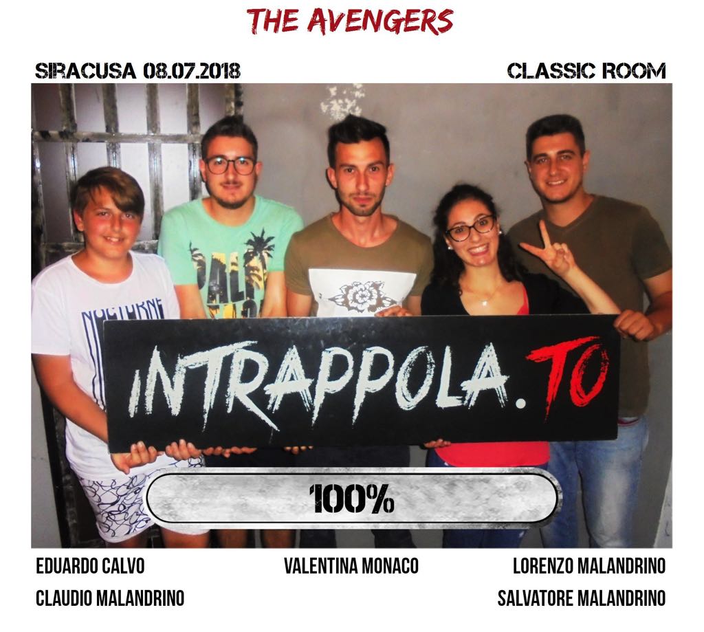 Il gruppo the avengers è fuggito dalla nostra escape room Classic Room