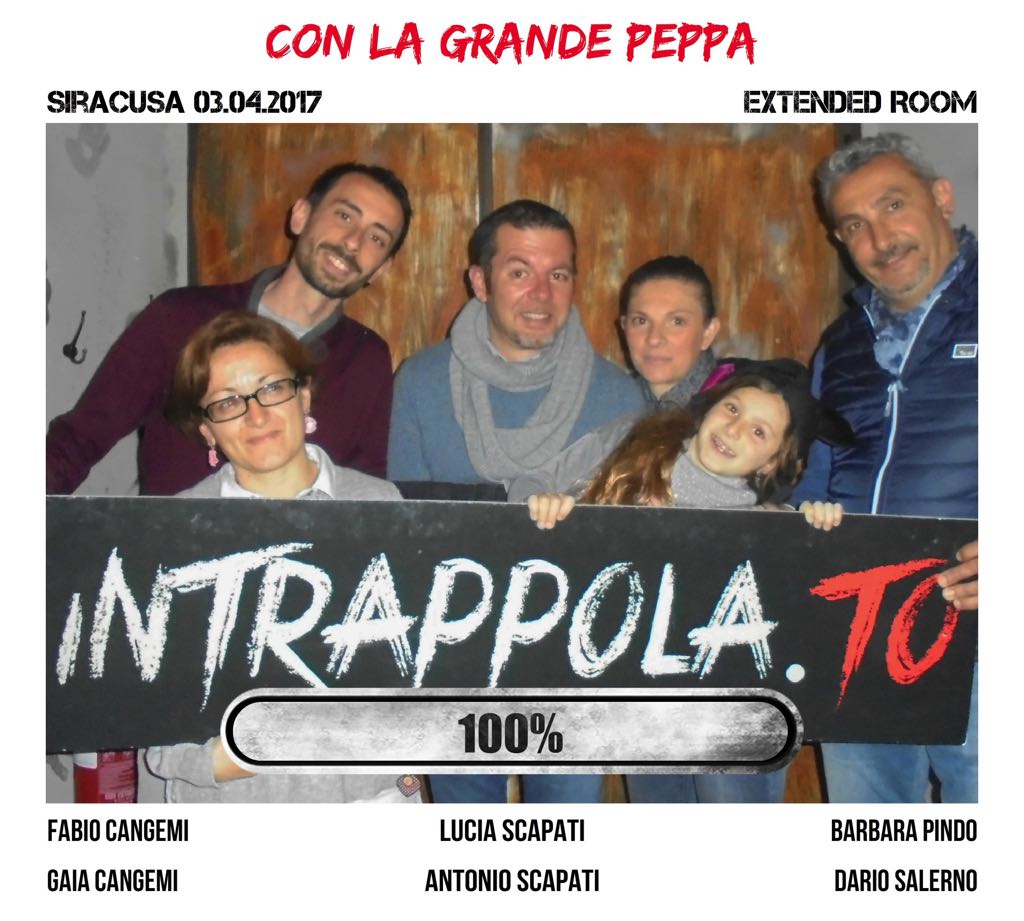 Il gruppo CON LA GRANDE PEPPA è fuggito dalla nostra escape room Extended Room