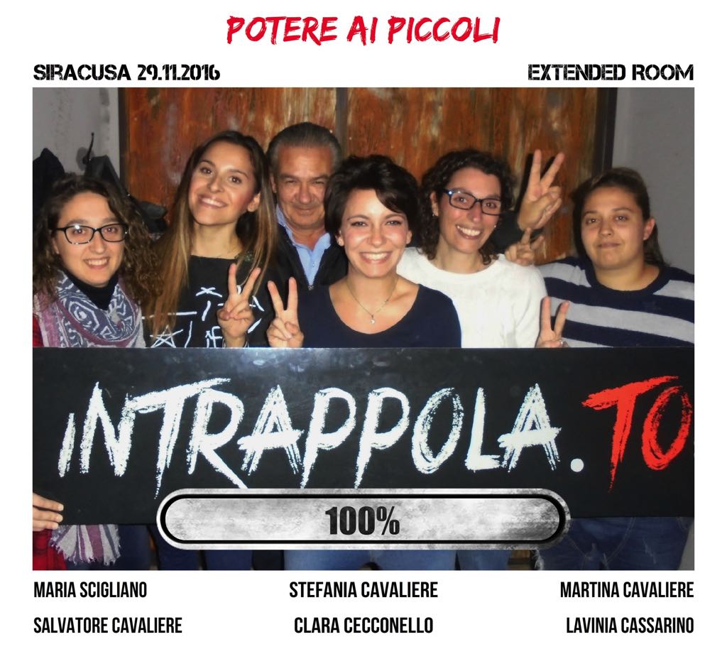 Il gruppo Potere ai piccoli è fuggito dalla nostra escape room Extended Room