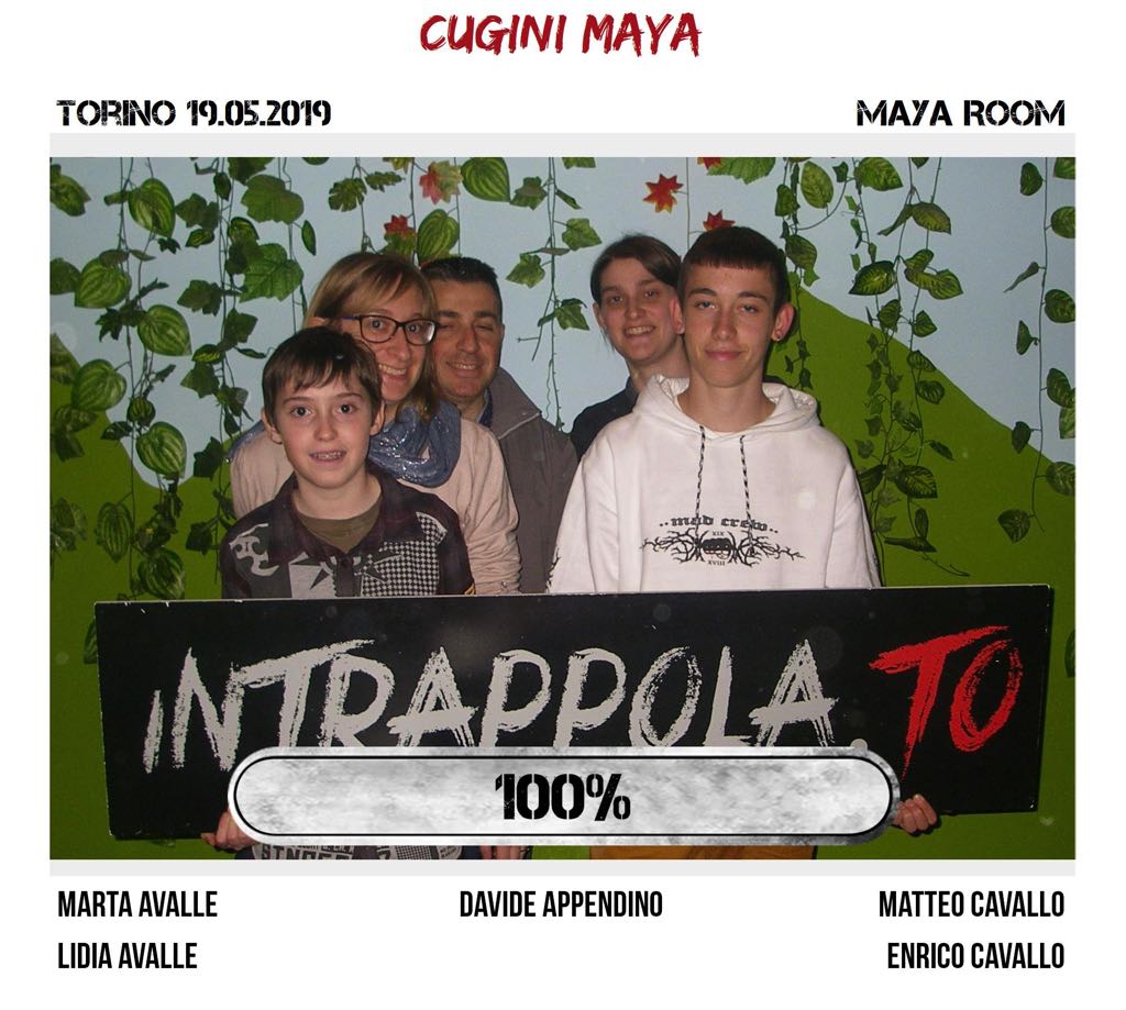 Il gruppo Cugini Maya è fuggito dalla nostra escape room Maya Room