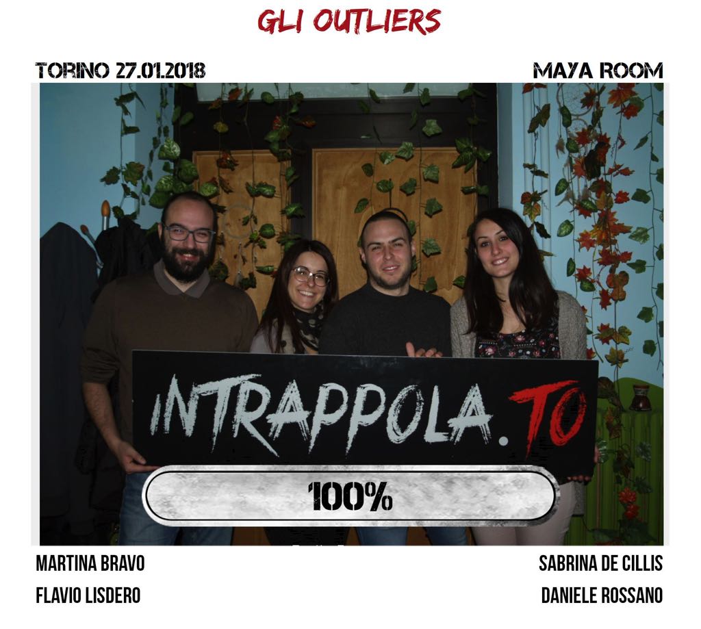 Il gruppo Gli Outliers è fuggito dalla nostra escape room Maya Room
