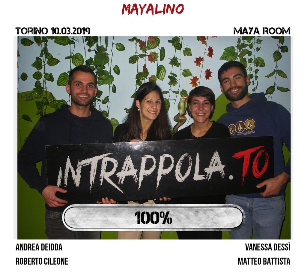 Il gruppo Mayalino è fuggito dalla nostra escape room Maya Room