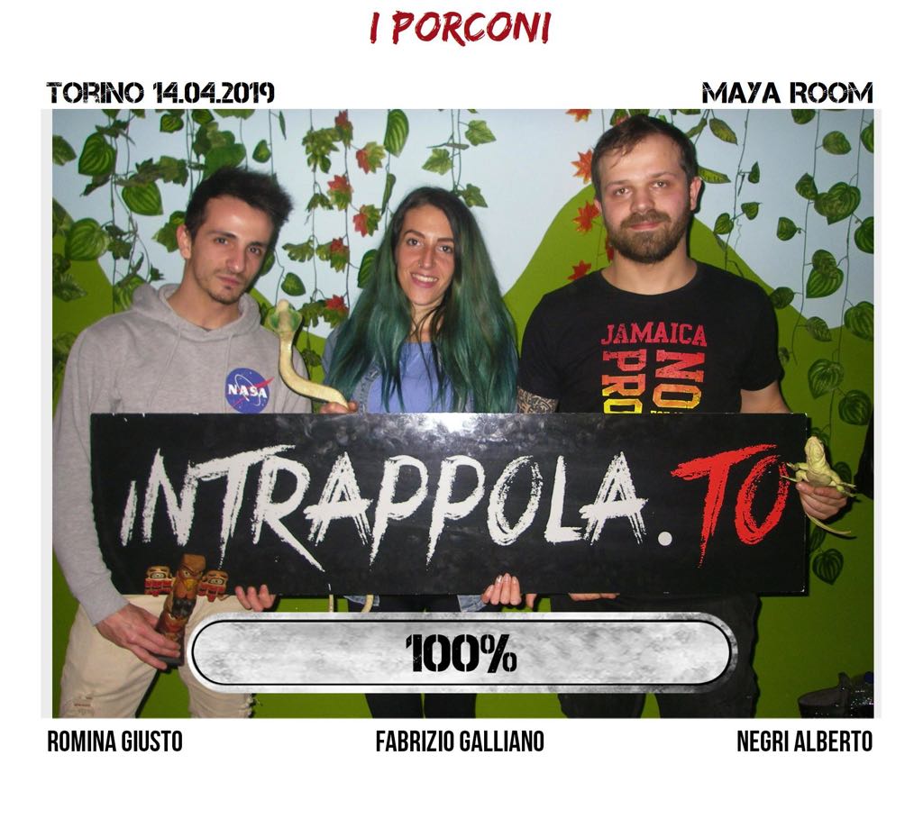 Il gruppo i porconi è fuggito dalla nostra escape room Maya Room