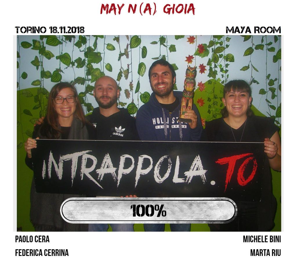 Il gruppo may n(a) gioia è fuggito dalla nostra escape room Maya Room