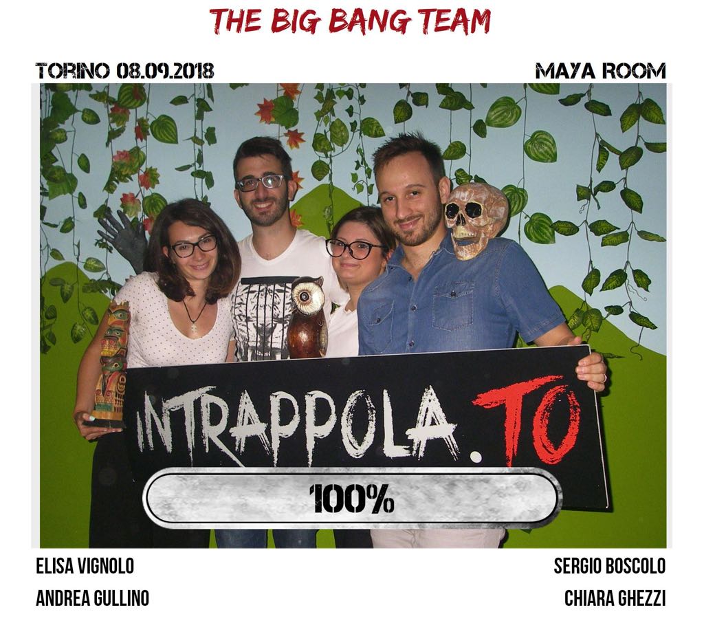 Il gruppo the big bang team è fuggito dalla nostra escape room Maya Room