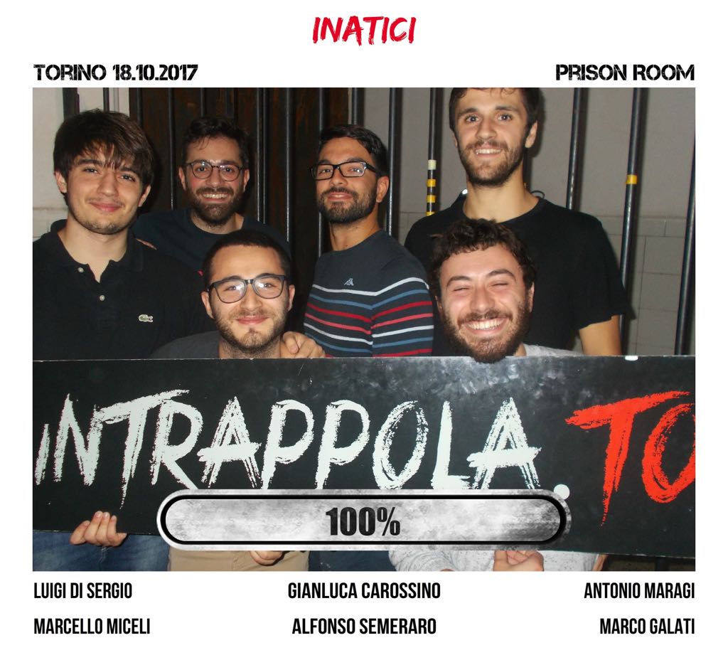 Il gruppo Inatici è fuggito dalla nostra escape room Prison Room