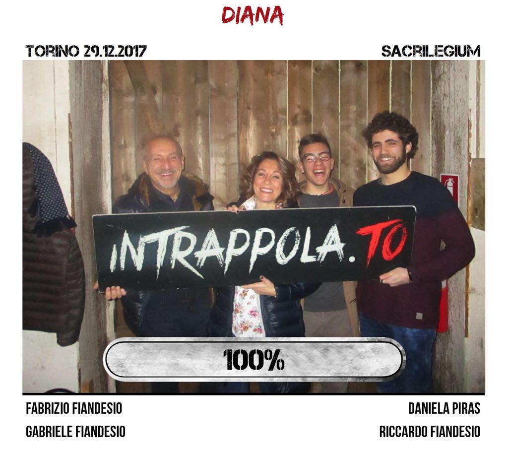 Il gruppo diana è fuggito dalla nostra escape room Sacrilegium