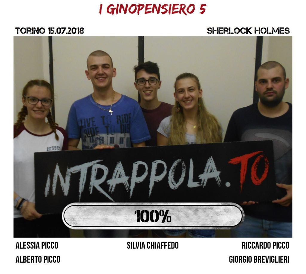 Il gruppo i ginopensiero 5 è fuggito dalla nostra escape room Sherlock Holmes