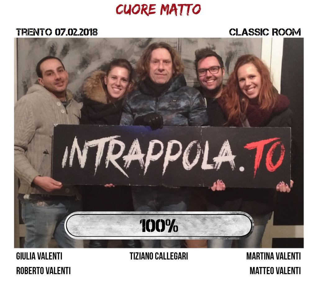 Il gruppo Cuore Matto è fuggito dalla nostra escape room Classic Room