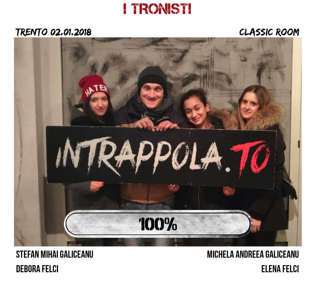 Il gruppo I TRONISTI è fuggito dalla nostra escape room Classic Room