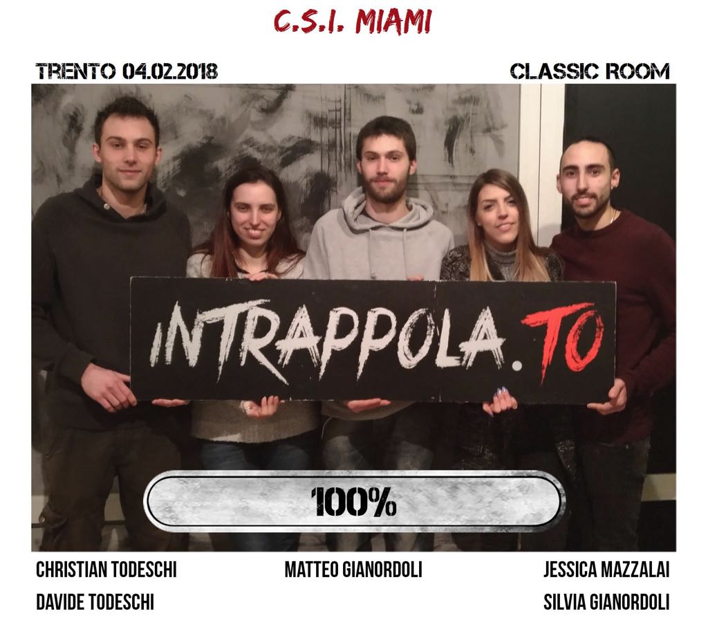Il gruppo c.s.i. miami è fuggito dalla nostra escape room Classic Room