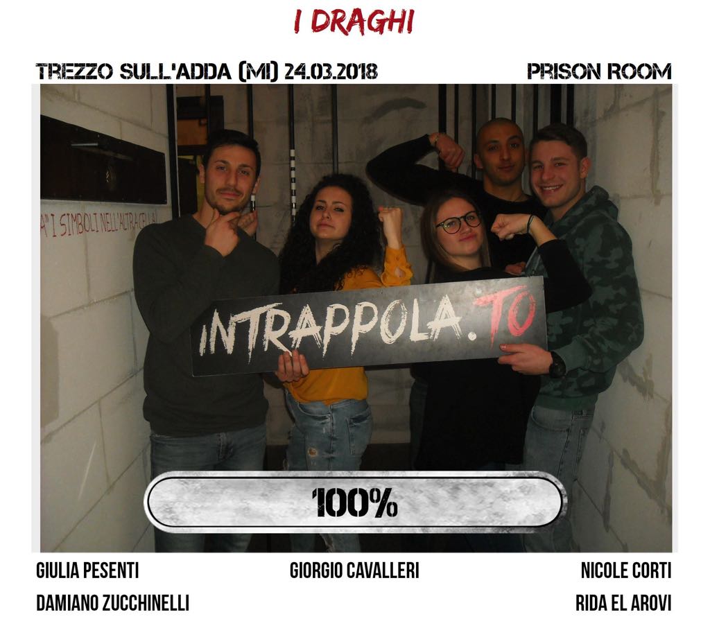 Il gruppo I Draghi è fuggito dalla nostra escape room Prison Room