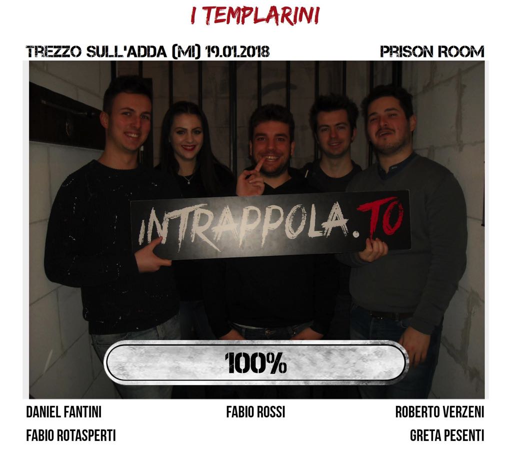 Il gruppo I Templarini è fuggito dalla nostra escape room Prison Room