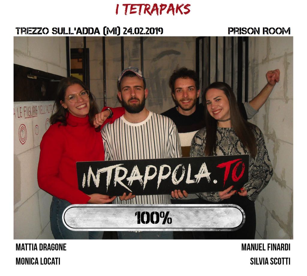Il gruppo I tetrapaks è fuggito dalla nostra escape room Prison Room